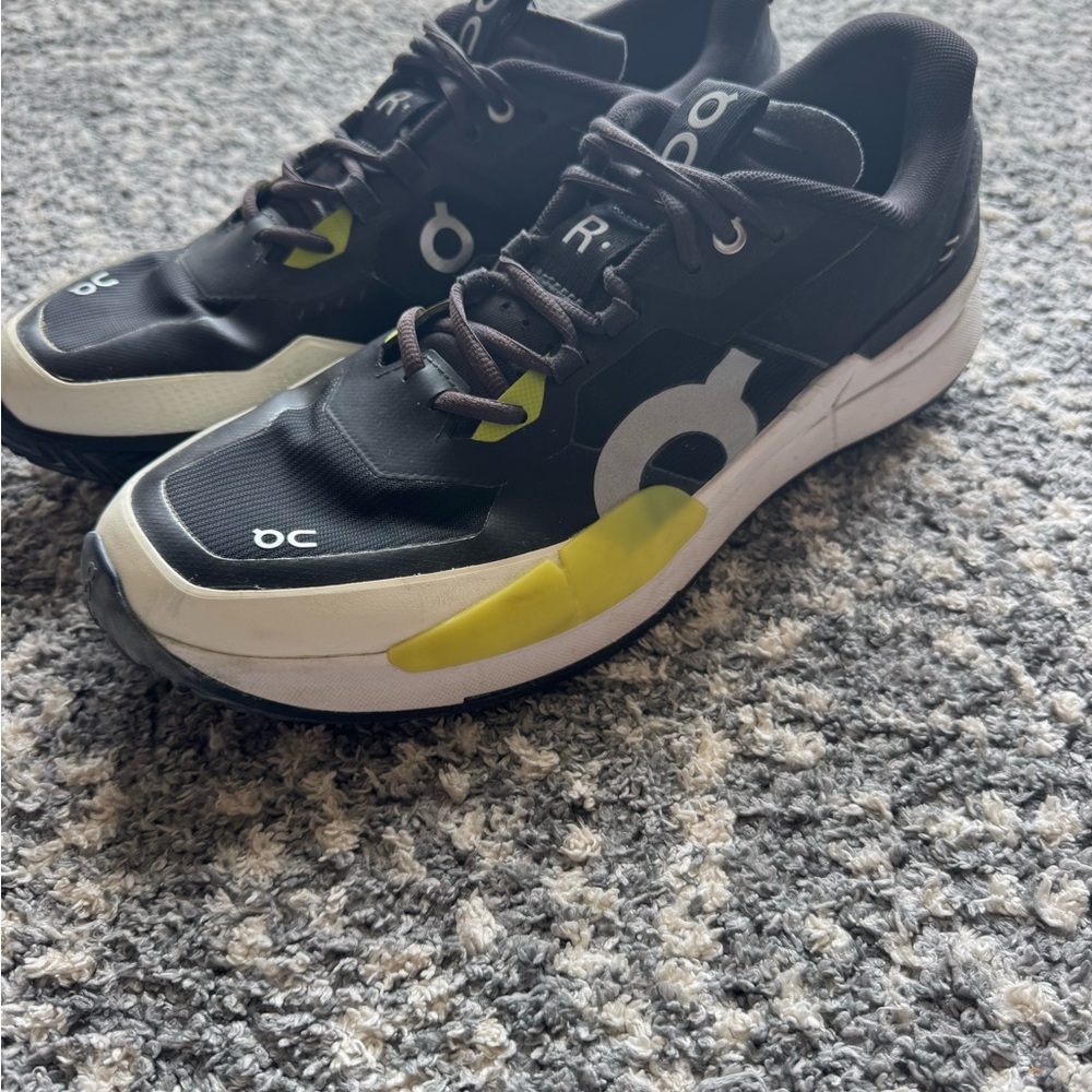 On cloud Men's Black and Lime Athletic tennis Shoes